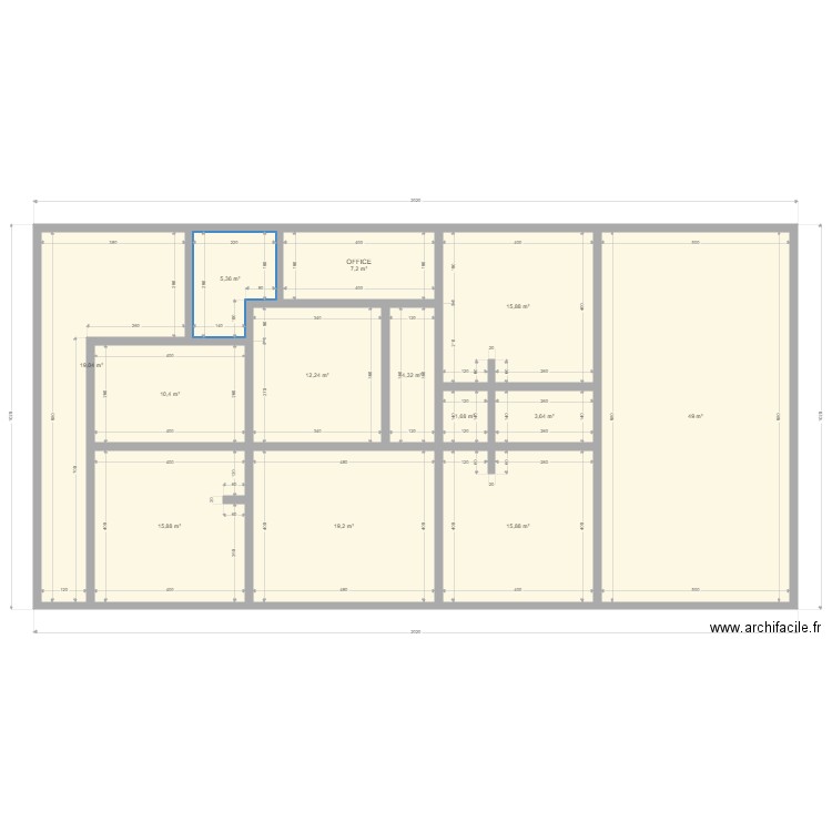 TOUBAB. Plan de 13 pièces et 180 m2