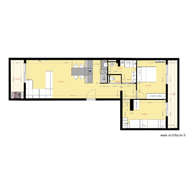 Canet V1 Appartement JARA. Plan de 9 pièces et 82 m2