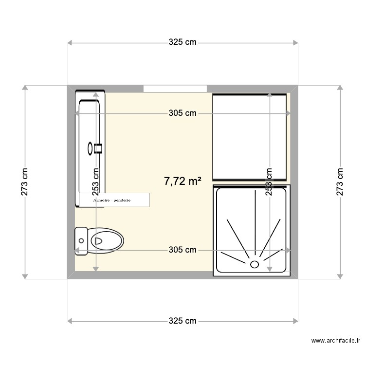 sdb first piso. Plan de 1 pièce et 8 m2