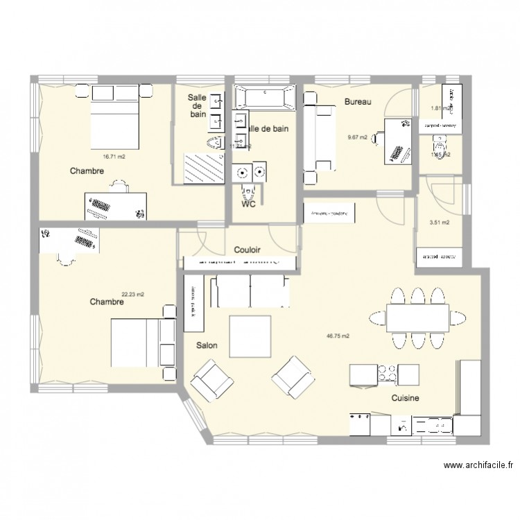 Appartement Cuisine américaine et Grande chambre. Plan de 0 pièce et 0 m2