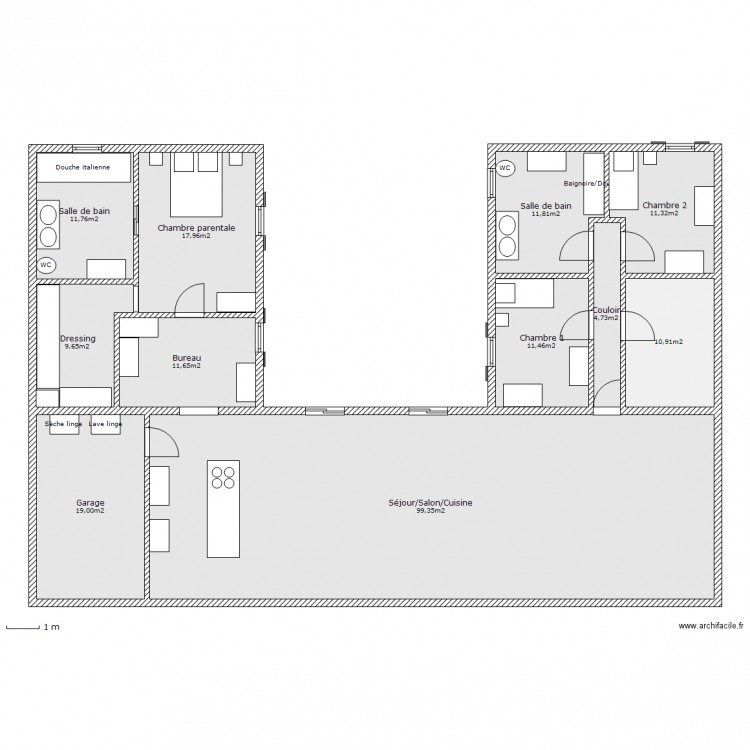 Maison en U. Plan de 0 pièce et 0 m2