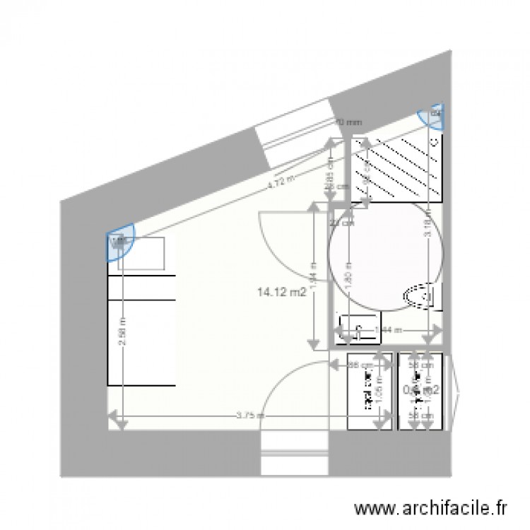 Chambre Aouste projet. Plan de 0 pièce et 0 m2