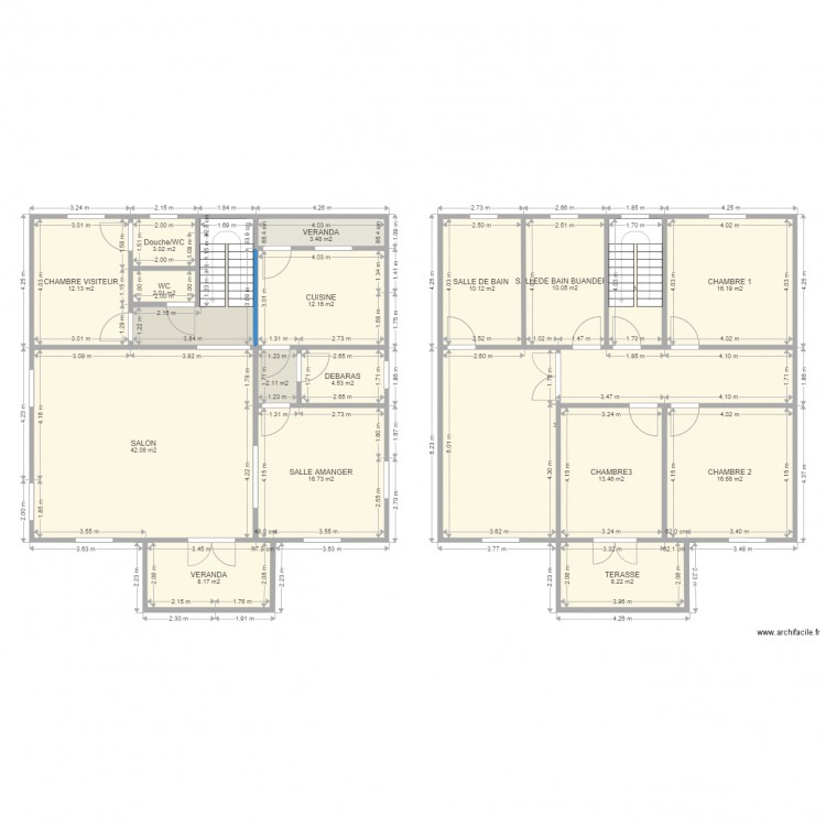 Maison  etage avec cotation 2. Plan de 0 pièce et 0 m2