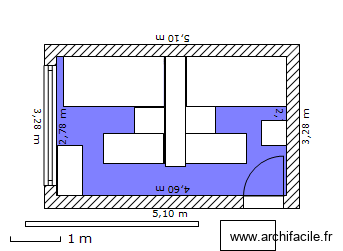 ChambreTomLea2. Plan de 1 pièce et 13 m2
