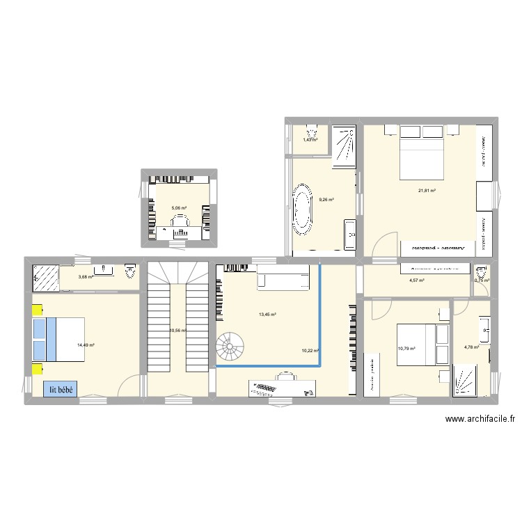 G&A 31 1er etage 3. Plan de 13 pièces et 111 m2