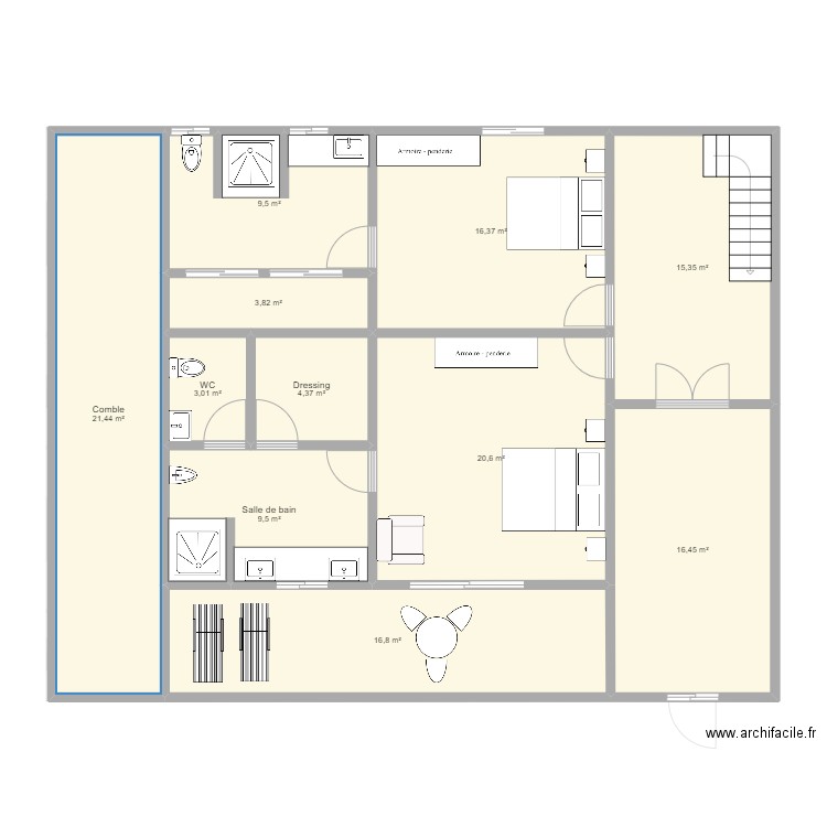 Maison Mangily étage 05 août 2022. Plan de 20 pièces et 278 m2