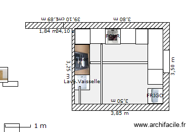 CUISINE. Plan de 1 pièce et 11 m2