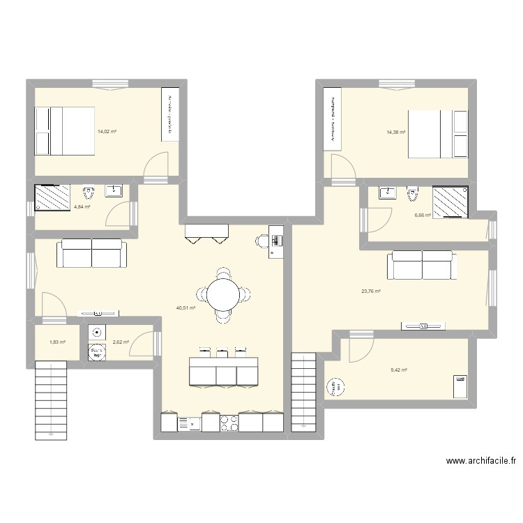 Iris 2A sous-sol duplex . Plan de 9 pièces et 118 m2