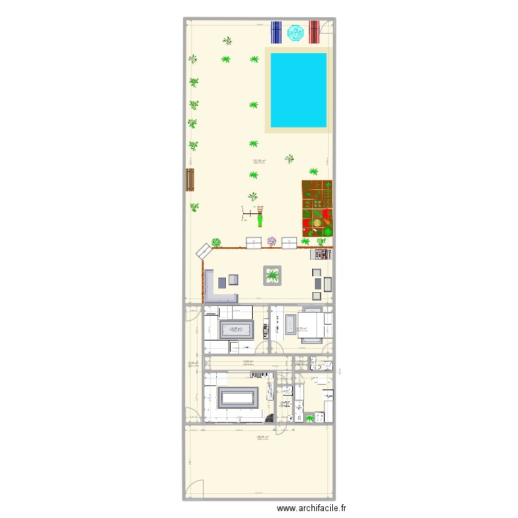 Akham Baatia. Plan de 9 pièces et 203 m2