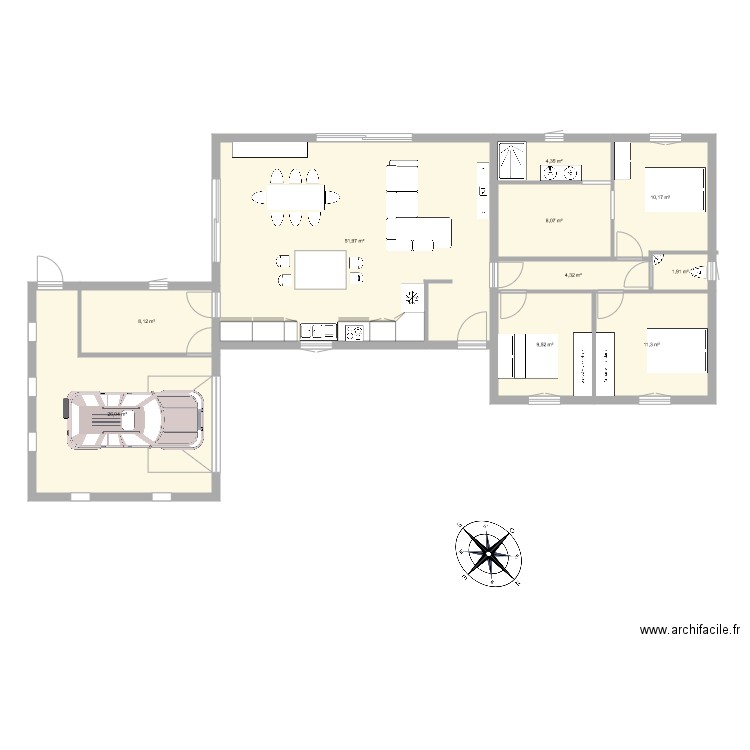 Roullours 2. Plan de 10 pièces et 136 m2
