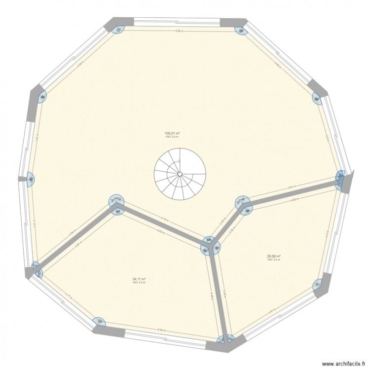 octogonal. Plan de 0 pièce et 0 m2