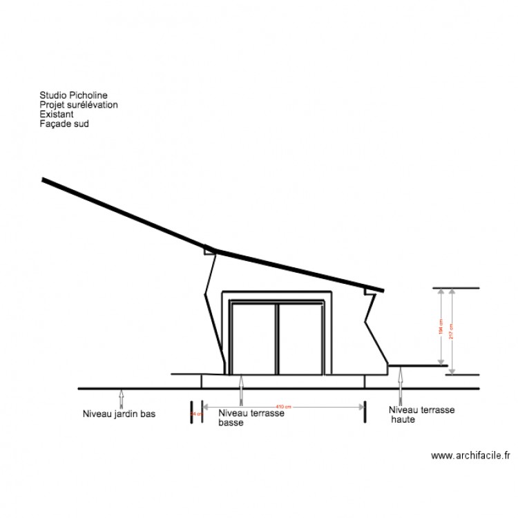 Studio Picholine Projet surélévation Façade Sud EX. Plan de 0 pièce et 0 m2