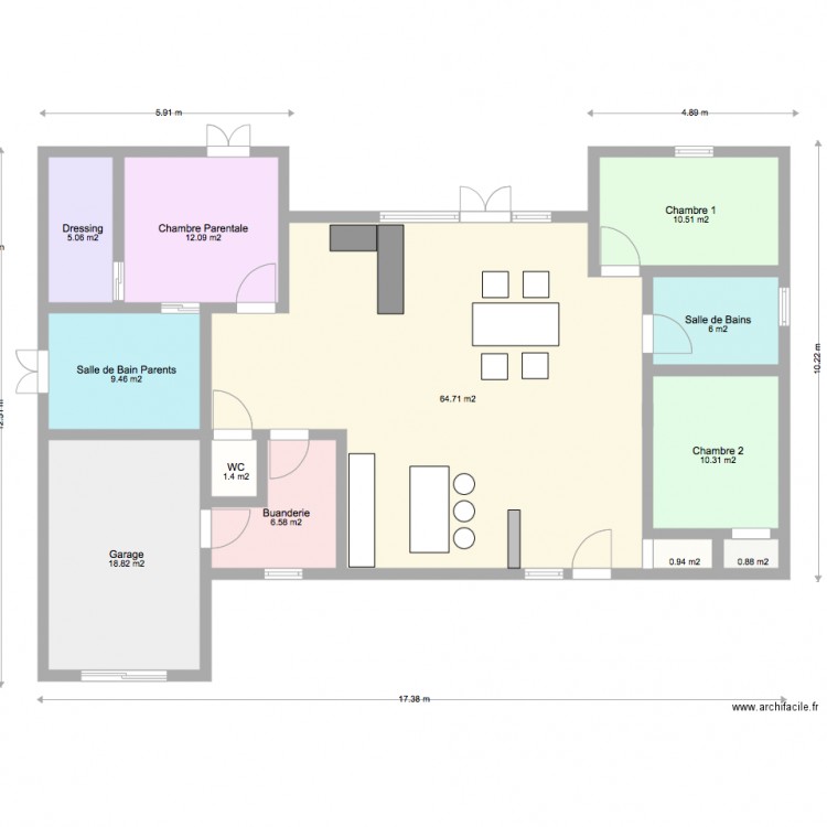 Maison en L version 3. Plan de 0 pièce et 0 m2