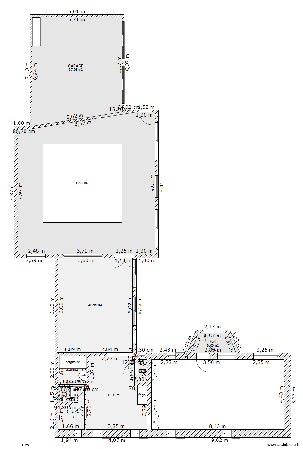rez de chaussée. Plan de 9 pièces et 168 m2