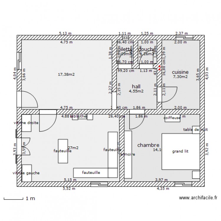 plan de maison 64m2