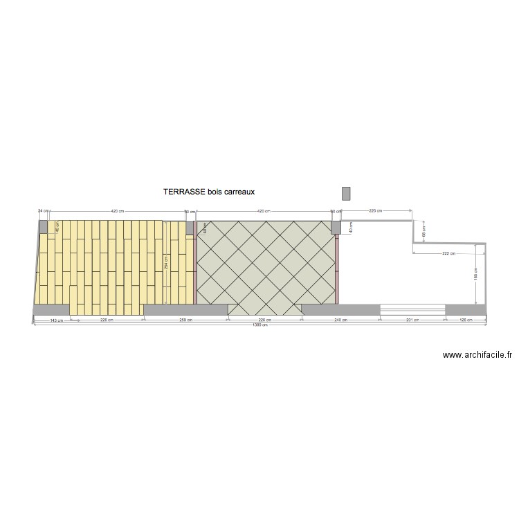 terrasse bois carreaux. Plan de 0 pièce et 0 m2