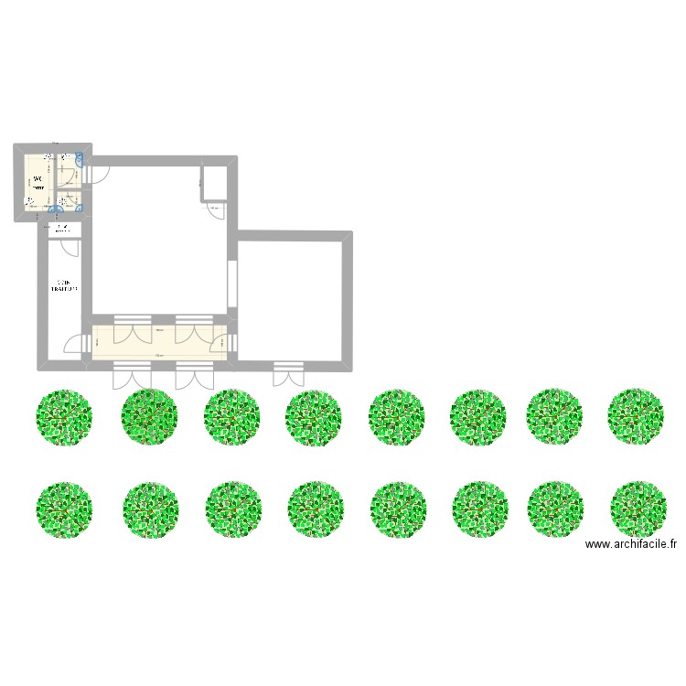 Château du Prieuré - le Grand Salon avec mobilier. Plan de 3 pièces et 23 m2