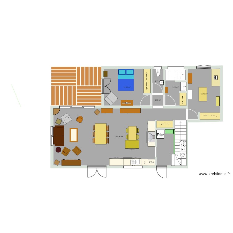 maison Bernica 4. Plan de 6 pièces et 90 m2
