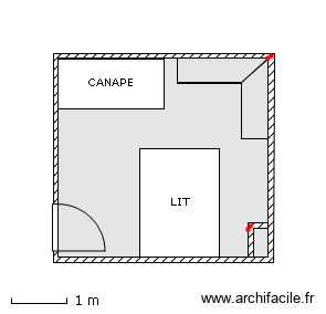 CHAMBRE 2 D. Plan de 1 pièce et 14 m2