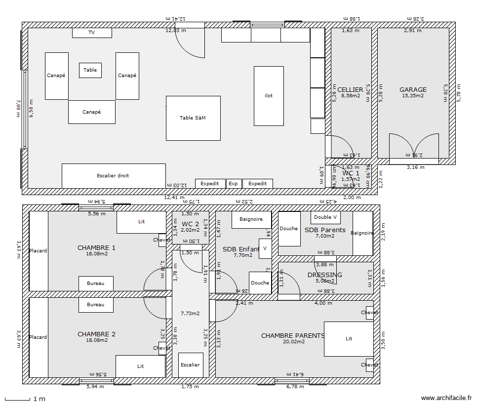 PLAN MAISON EN BOIS M. Plan de 12 pièces et 189 m2