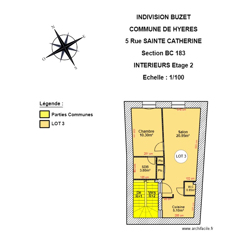 SAINTE CATHERINE ETAGE 2. Plan de 9 pièces et 48 m2
