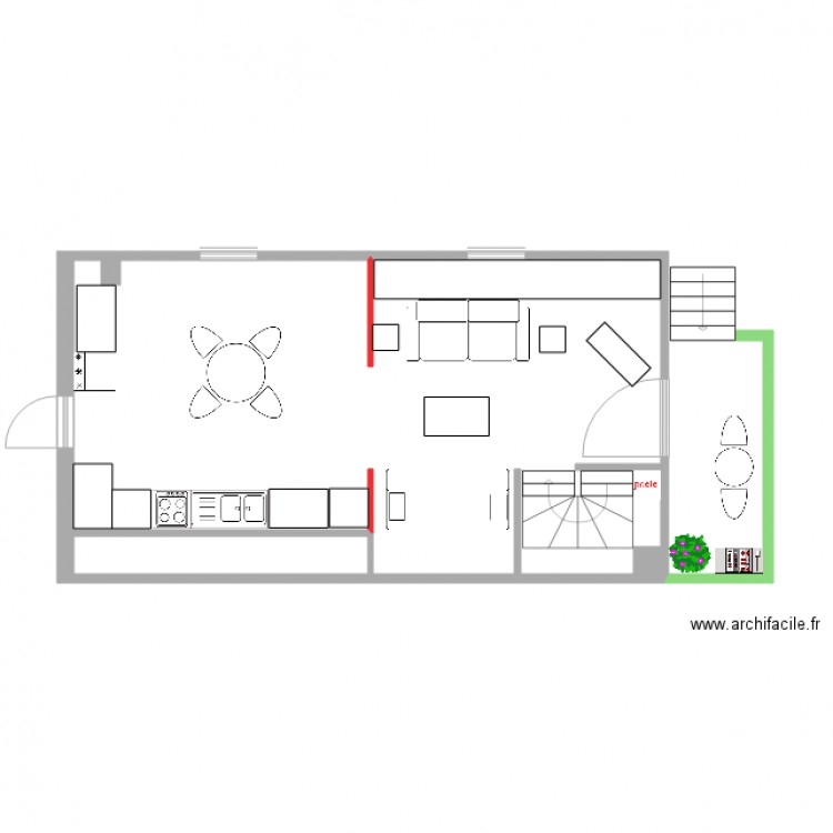 Etage Living avec meubles. Plan de 0 pièce et 0 m2
