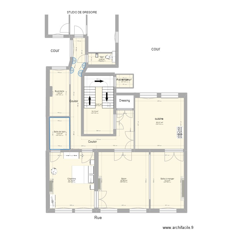 Plan appartement CORRIGE. Plan de 10 pièces et 128 m2