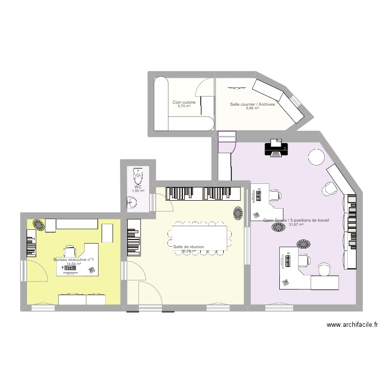 Plan actuel de La merci meublé . Plan de 6 pièces et 84 m2