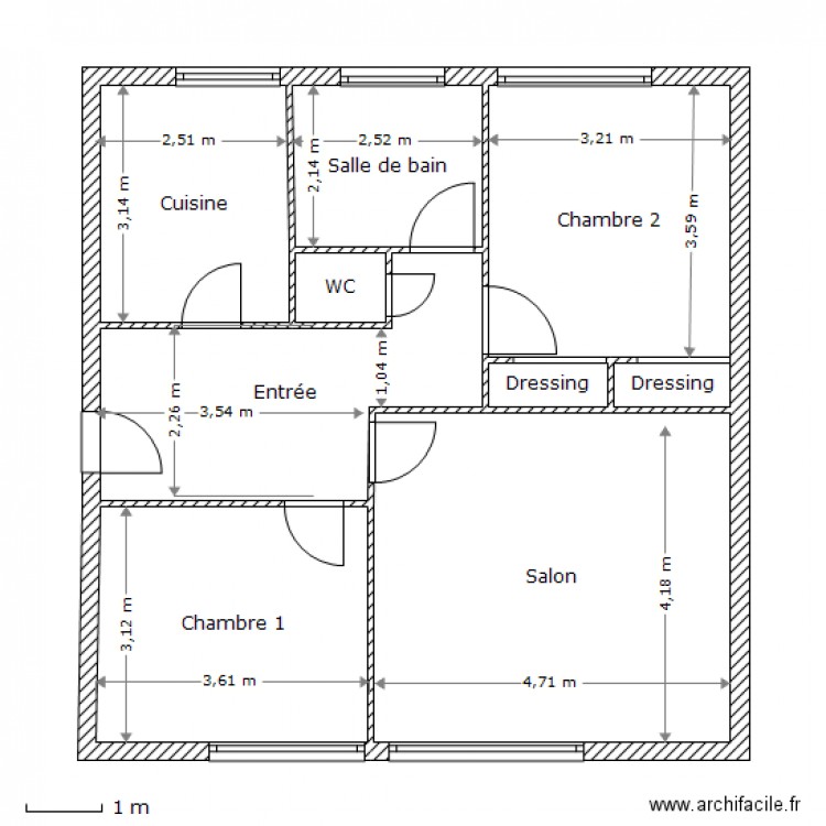 Plan appartement 70 m² 3 pieces Sevres Plan 9 pièces 70 m2 dessiné par npuech1