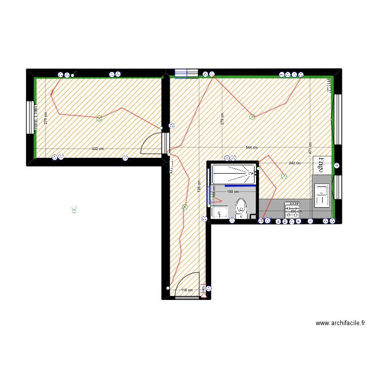 PLAN projet 1. Plan de 3 pièces et 40 m2