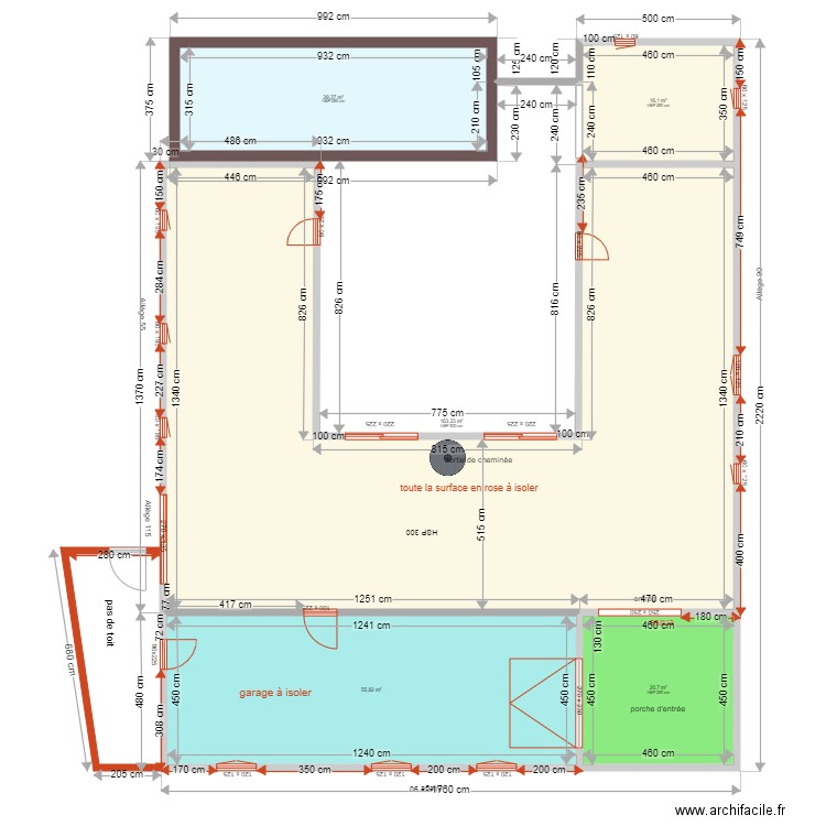 PLAN isolation toiture . Plan de 5 pièces et 285 m2