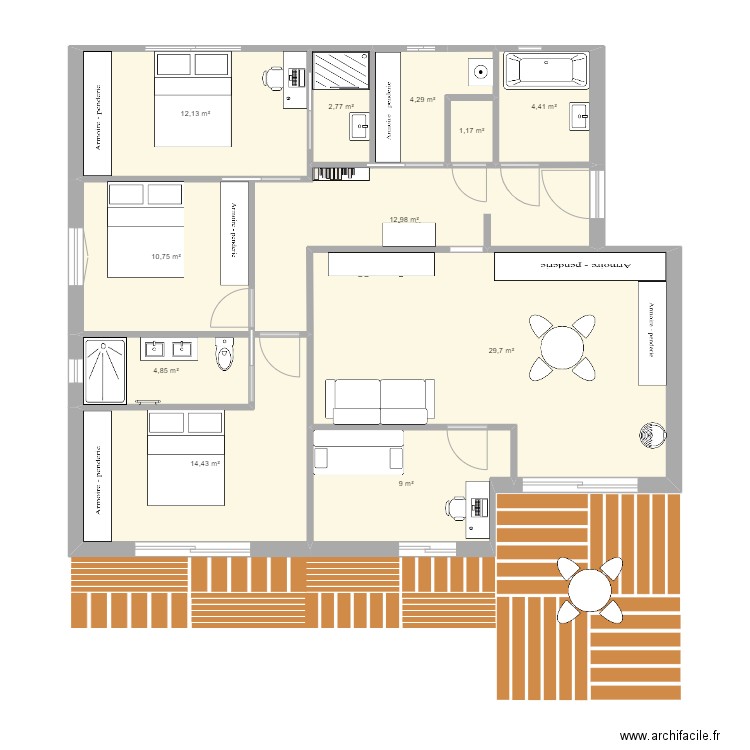 version sandrine 17 02 23 4 chambres. Plan de 11 pièces et 106 m2