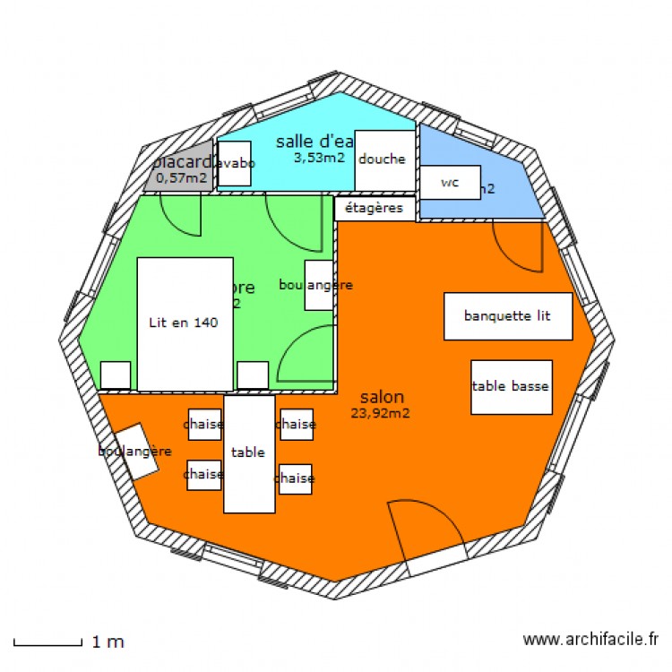 plan maison octogonale