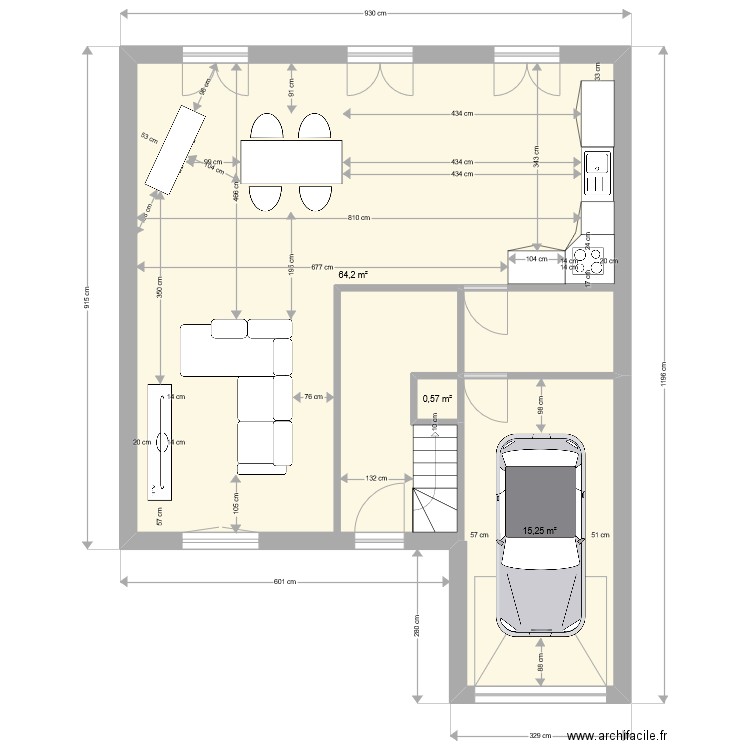 Maison_Taquin_avant. Plan de 3 pièces et 80 m2