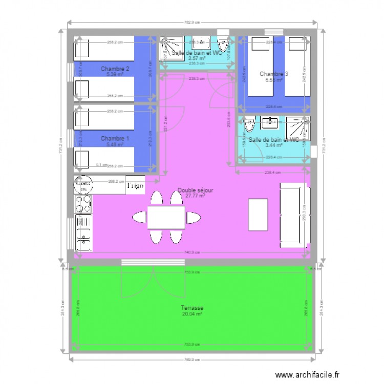 Plan 3 chambres 2 SDE GreenCottages 5022m2. Plan de 0 pièce et 0 m2