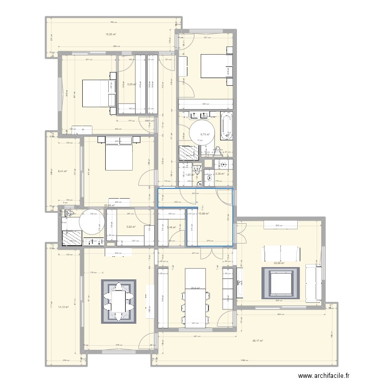 appartement 1. Plan de 21 pièces et 242 m2