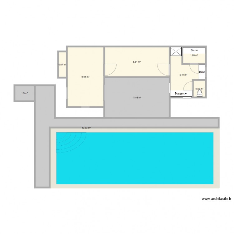 Cabane jardin Béchet 1 piscine. Plan de 0 pièce et 0 m2