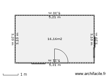 Abris jardin. Plan de 1 pièce et 16 m2