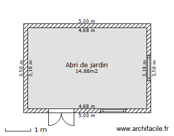 Abri de jardin. Plan de 1 pièce et 15 m2