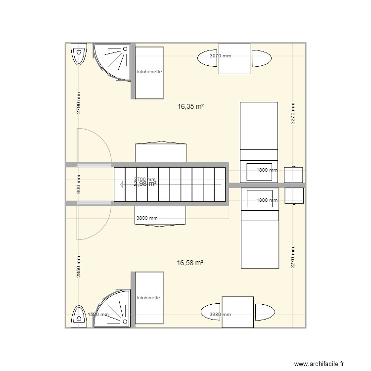 Plan aménager 2ieme étage 147. Plan de 3 pièces et 36 m2