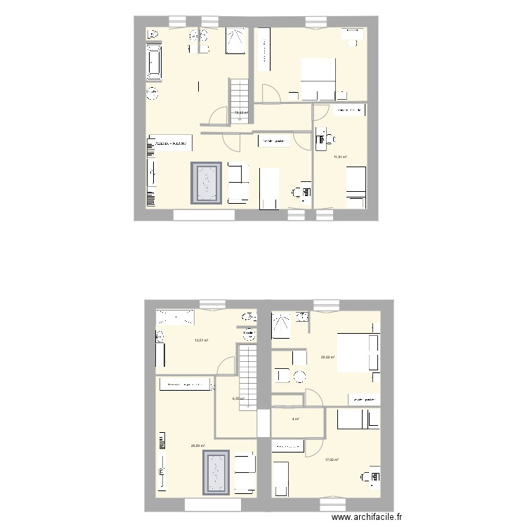 veuvey etage. Plan de 8 pièces et 163 m2