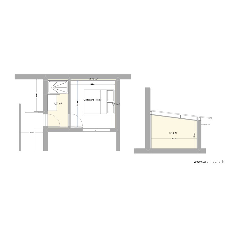 Extension Maison B et M Projet. Plan de 4 pièces et 11 m2