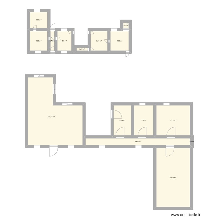 Plan maison. Plan de 15 pièces et 87 m2
