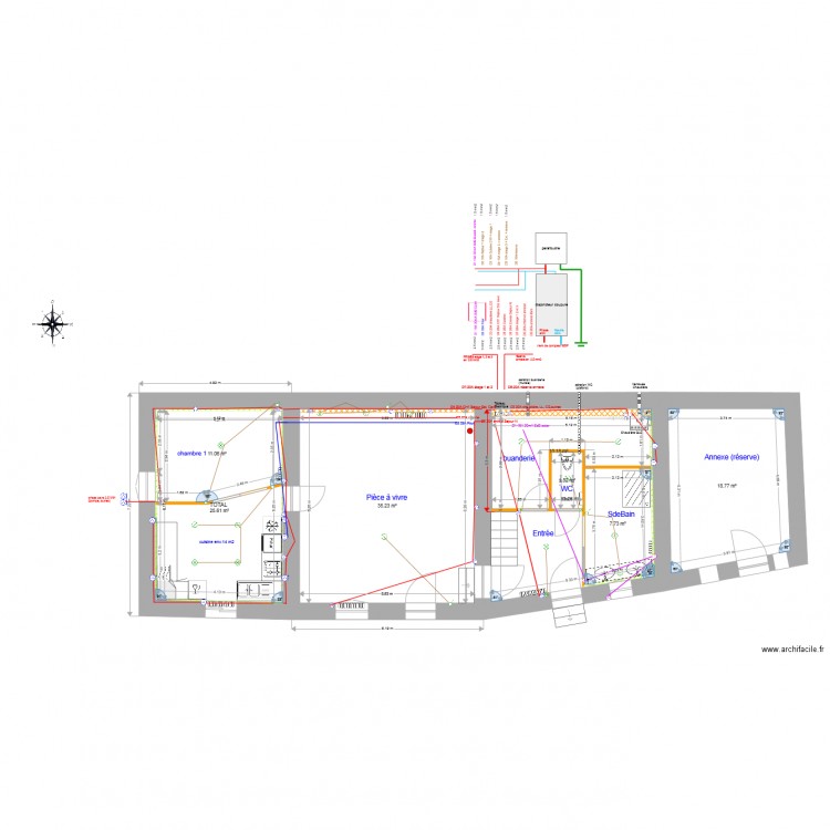 RDC habitation plan ELEC cablage. Plan de 0 pièce et 0 m2