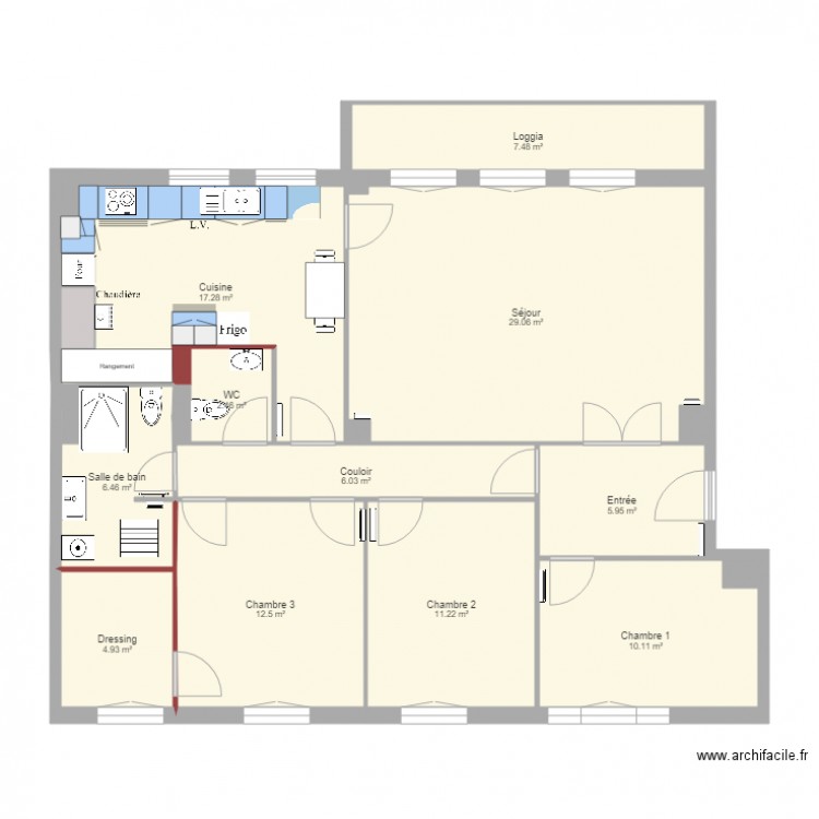 Appartement Brest modifié 1. Plan de 0 pièce et 0 m2