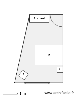 Chambre 2. Plan de 1 pièce et 13 m2