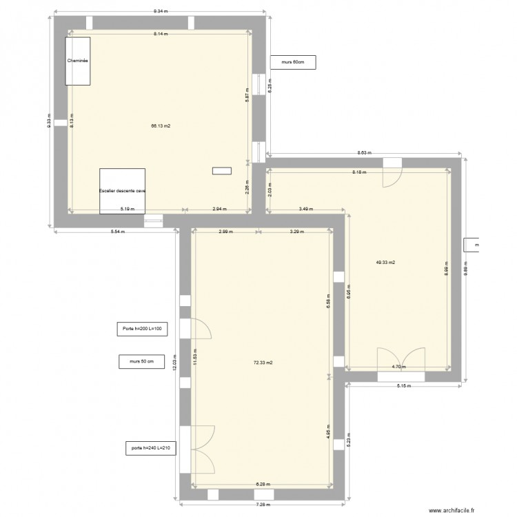 Etage habitation Grange Ecu. Plan de 0 pièce et 0 m2