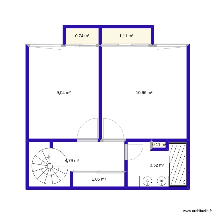 appartement-lilas-50-étage-BLEU. Plan de 8 pièces et 31 m2