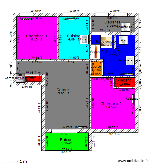 Appartement Severine  4. Plan de 10 pièces et 56 m2