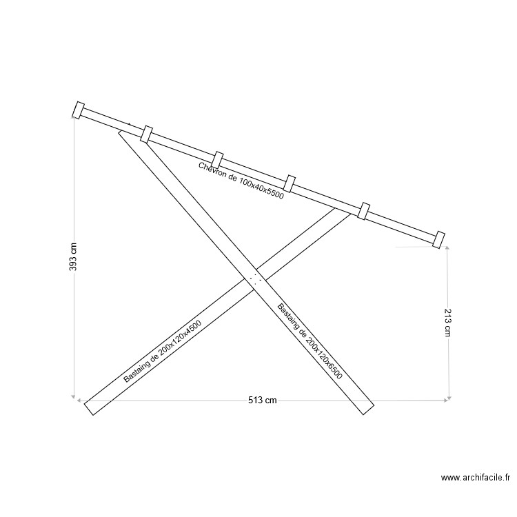 carport en X. Plan de 0 pièce et 0 m2